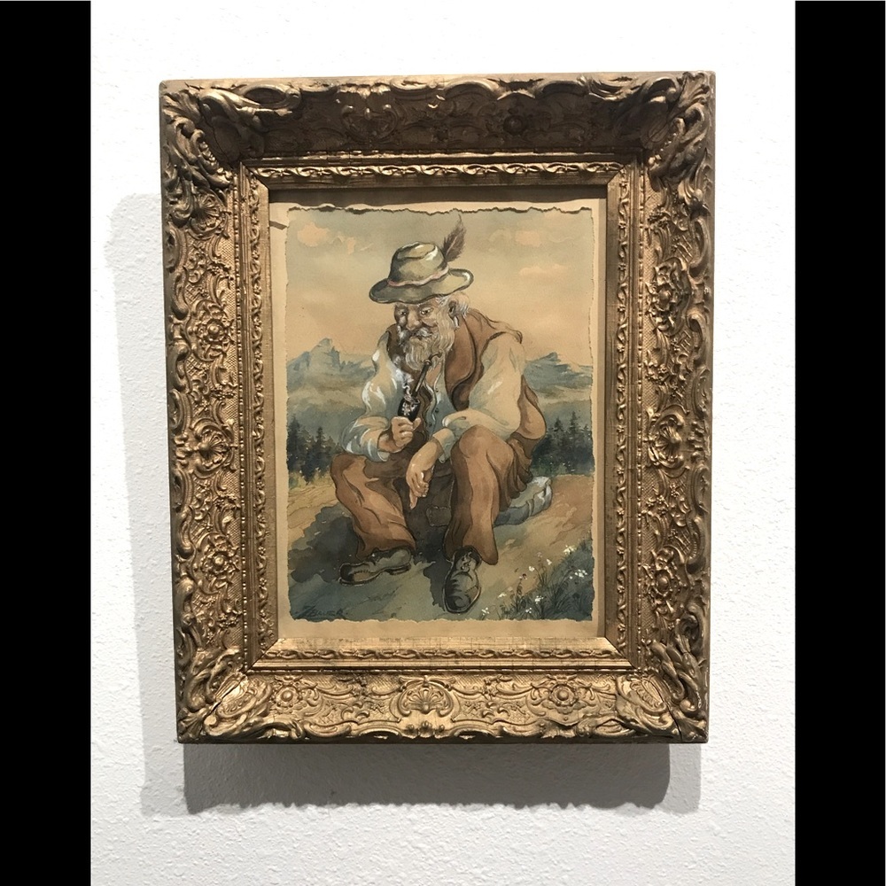 Antique Bavarian Man With Pipe